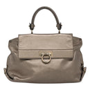 Salvatore Ferragamo Gancini Hand Bag Leather 2way Gold Tone Auth 121739-13