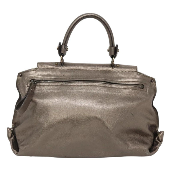 Salvatore Ferragamo Gancini Hand Bag Leather 2way Gold Tone Auth 121739