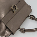 Salvatore Ferragamo Gancini Hand Bag Leather 2way Gold Tone Auth 121739-6