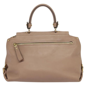 Salvatore Ferragamo Gancini Sofia Hand Bag Leather 2way Beige Gold Auth 121740 - 0