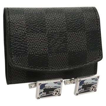 LOUIS VUITTON Damier Graphite Cuffs & Cuff Case Cuffs LV Auth 121760