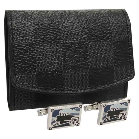 LOUIS VUITTON Damier Graphite Cuffs & Cuff Case Cuffs LV Auth 121760