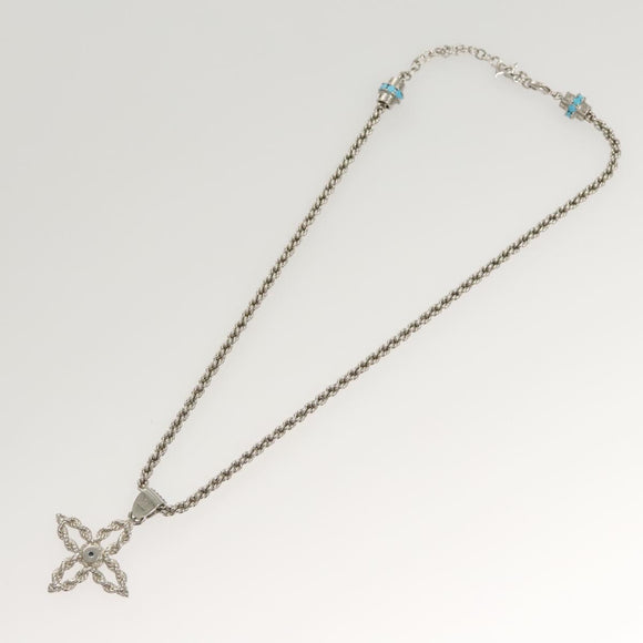 LOUIS VUITTON LV Flower Rope Pendant Necklace Silver tone M02062 LV Auth 121761