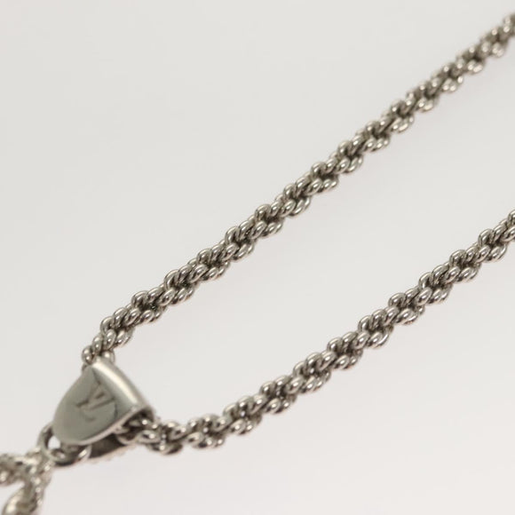 LOUIS VUITTON LV Flower Rope Pendant Necklace Silver tone M02062 LV Auth 121761