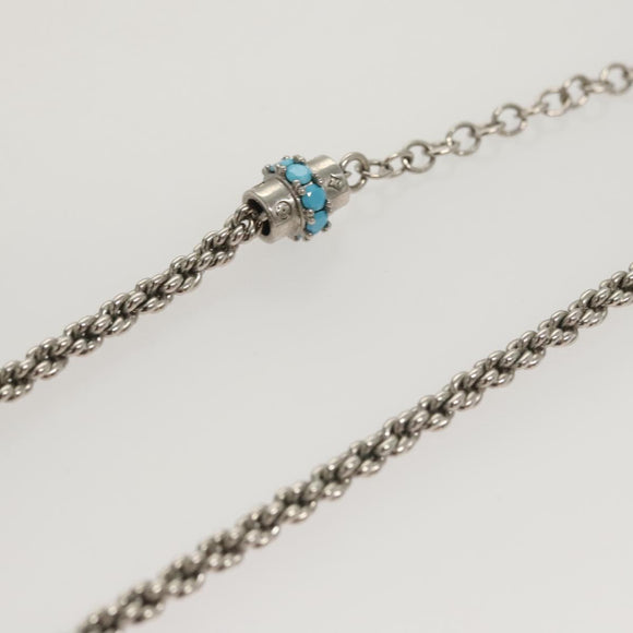 LOUIS VUITTON LV Flower Rope Pendant Necklace Silver tone M02062 LV Auth 121761