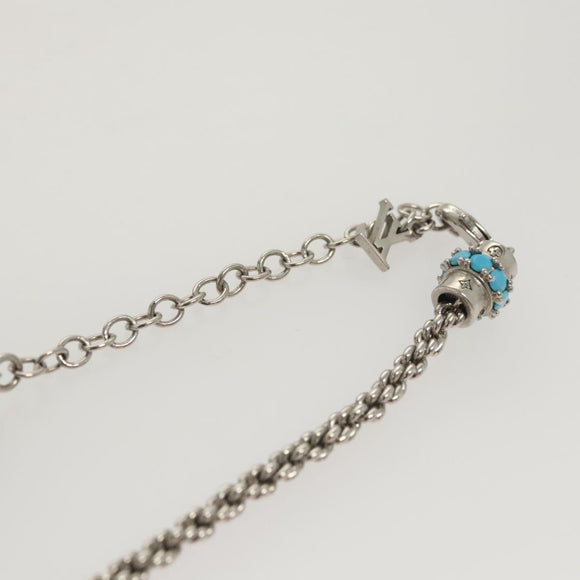 LOUIS VUITTON LV Flower Rope Pendant Necklace Silver tone M02062 LV Auth 121761