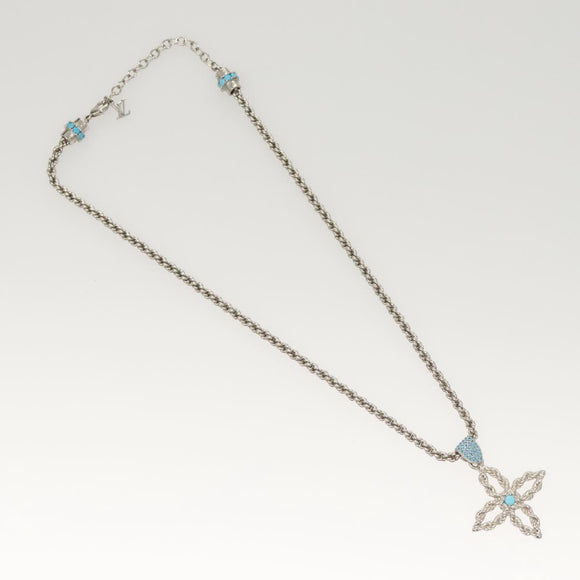 LOUIS VUITTON LV Flower Rope Pendant Necklace Silver tone M02062 LV Auth 121761