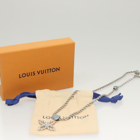 LOUIS VUITTON LV Flower Rope Pendant Necklace Silver tone M02062 LV Auth 121761