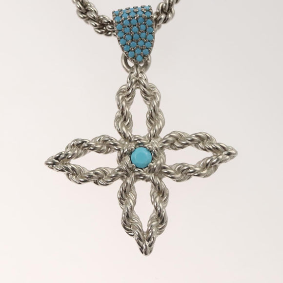 LOUIS VUITTON LV Flower Rope Pendant Necklace Silver tone M02062 LV Auth 121761