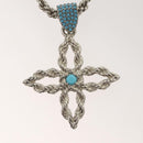 LOUIS VUITTON LV Flower Rope Pendant Necklace Silver tone M02062 LV Auth 121761-3