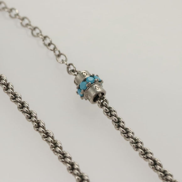LOUIS VUITTON LV Flower Rope Pendant Necklace Silver tone M02062 LV Auth 121761