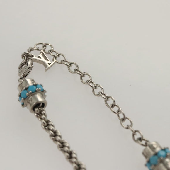 LOUIS VUITTON LV Flower Rope Pendant Necklace Silver tone M02062 LV Auth 121761