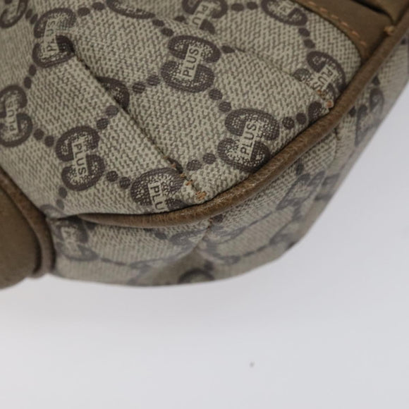 GUCCI GG Plus Supreme Shoulder Bag PVC Beige Gold Auth 121799