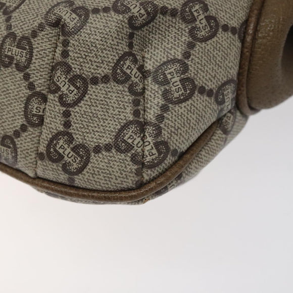 GUCCI GG Plus Supreme Shoulder Bag PVC Beige Gold Auth 121799