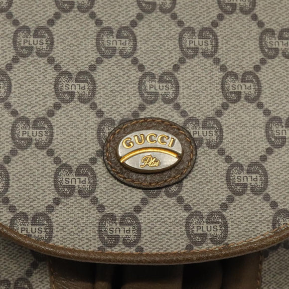 GUCCI GG Plus Supreme Shoulder Bag PVC Beige Gold Auth 121799