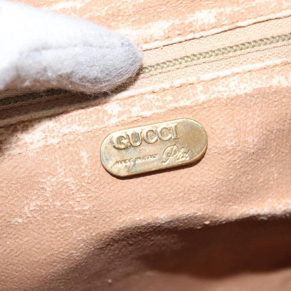 GUCCI GG Plus Supreme Shoulder Bag PVC Beige Gold Auth 121799