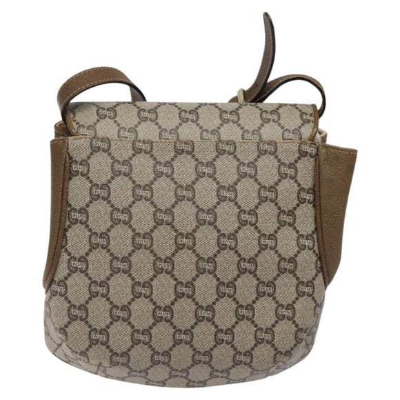 GUCCI GG Plus Supreme Shoulder Bag PVC Beige Gold Auth 121799