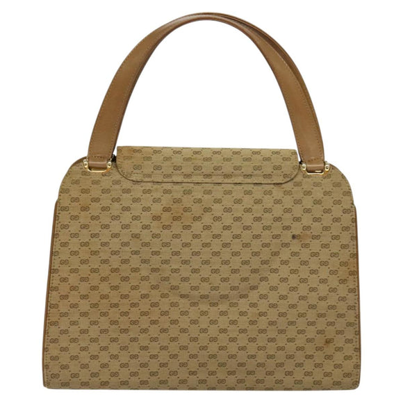 GUCCI Micro GG Canvas Hand Bag Beige Gold Auth 121803