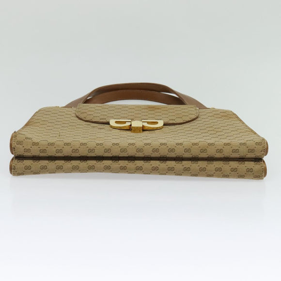 GUCCI Micro GG Canvas Hand Bag Beige Gold Auth 121803