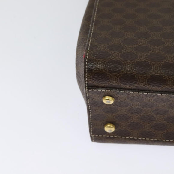 CELINE Macadam Canvas Hand Bag PVC Leather 2way Brown Gold Auth 121807