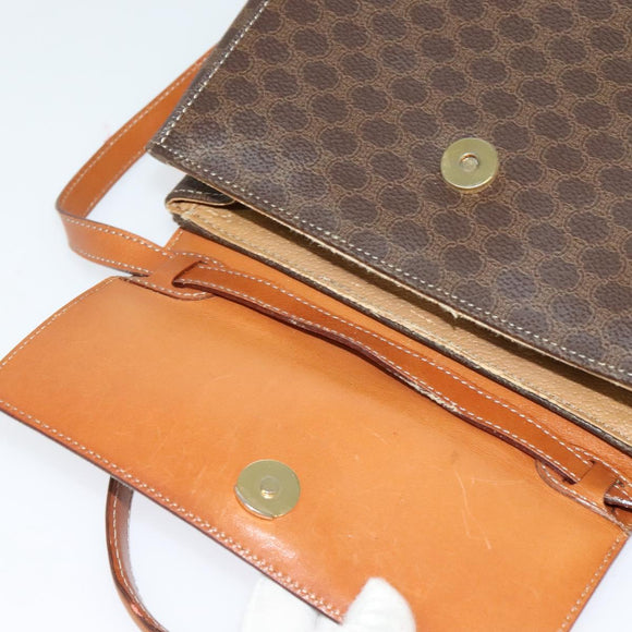 CELINE Macadam Canvas Hand Bag PVC Leather 2way Brown Gold Auth 121807