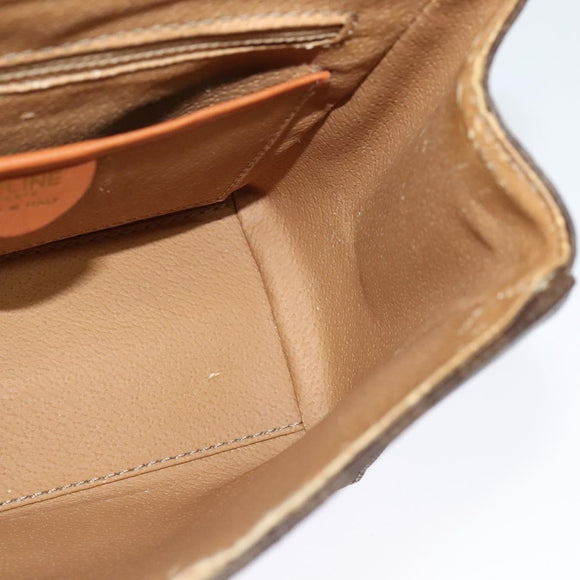 CELINE Macadam Canvas Hand Bag PVC Leather 2way Brown Gold Auth 121807