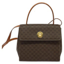 CELINE Macadam Canvas Hand Bag PVC Leather 2way Brown Gold Auth 121807-13