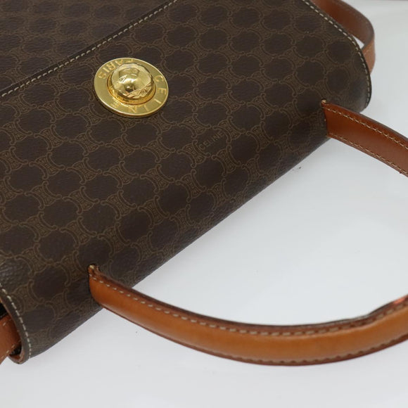CELINE Macadam Canvas Hand Bag PVC Leather 2way Brown Gold Auth 121807