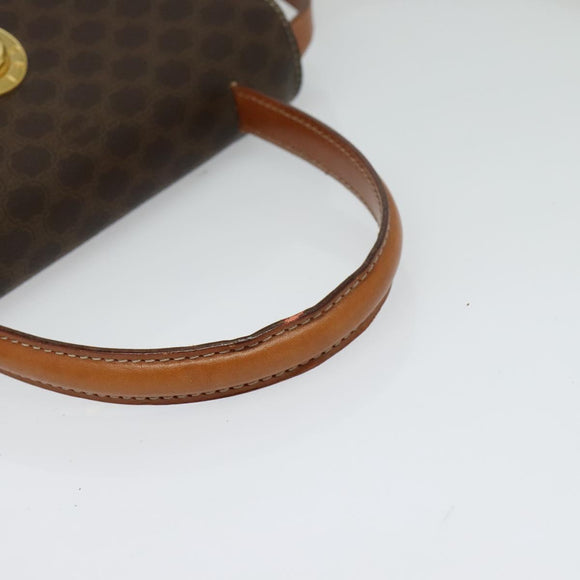 CELINE Macadam Canvas Hand Bag PVC Leather 2way Brown Gold Auth 121807
