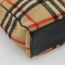 BURBERRY Nova Check Blue Label Tote Bag Wool Beige Silver Auth 121808-14