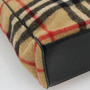 BURBERRY Nova Check Blue Label Tote Bag Wool Beige Silver Auth 121808-16