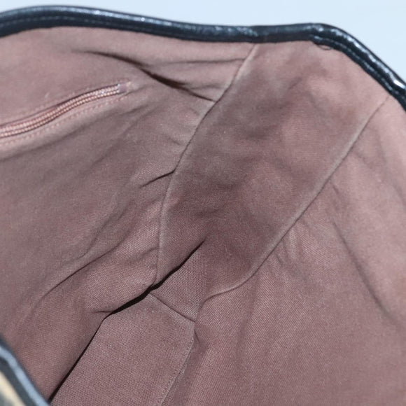 BURBERRY Nova Check Blue Label Tote Bag Wool Beige Silver Auth 121808