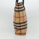 BURBERRY Nova Check Blue Label Tote Bag Wool Beige Silver Auth 121808-3