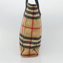 BURBERRY Nova Check Blue Label Tote Bag Wool Beige Silver Auth 121808-4