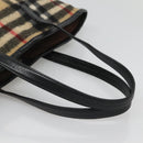 BURBERRY Nova Check Blue Label Tote Bag Wool Beige Silver Auth 121808-7