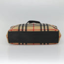 BURBERRY Nova Check Blue Label Tote Bag Wool Beige Silver Auth 121808-5