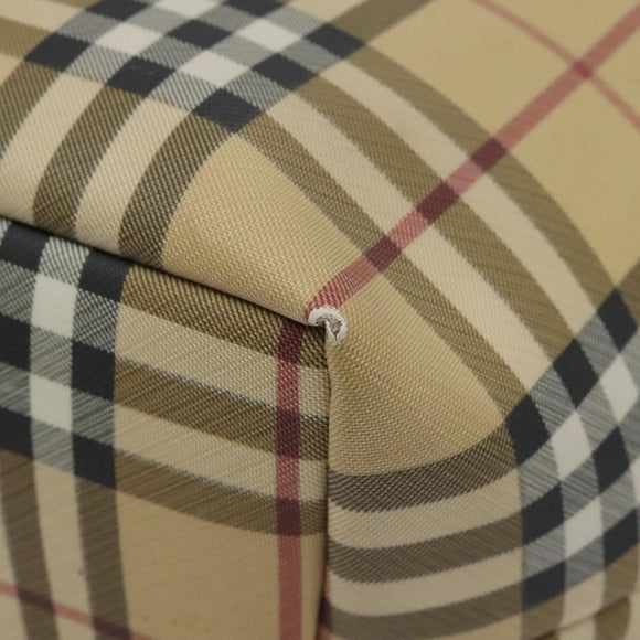 BURBERRY Nova Check Tote Bag PVC Beige Silver Auth 121809