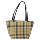 BURBERRY Nova Check Tote Bag PVC Beige Silver Auth 121809-13