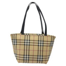 BURBERRY Nova Check Tote Bag PVC Beige Silver Auth 121809-2