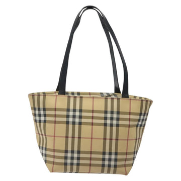 BURBERRY Nova Check Tote Bag PVC Beige Silver Auth 121809 - 0