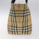BURBERRY Nova Check Tote Bag PVC Beige Silver Auth 121809-4