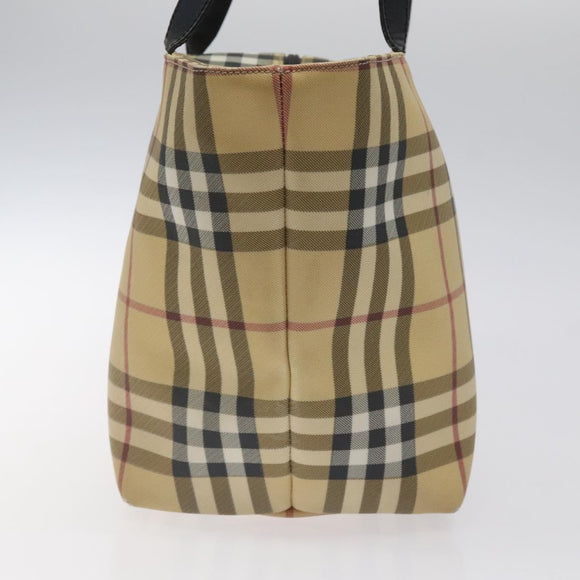 BURBERRY Nova Check Tote Bag PVC Beige Silver Auth 121809