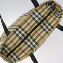 BURBERRY Nova Check Tote Bag PVC Beige Silver Auth 121809-6