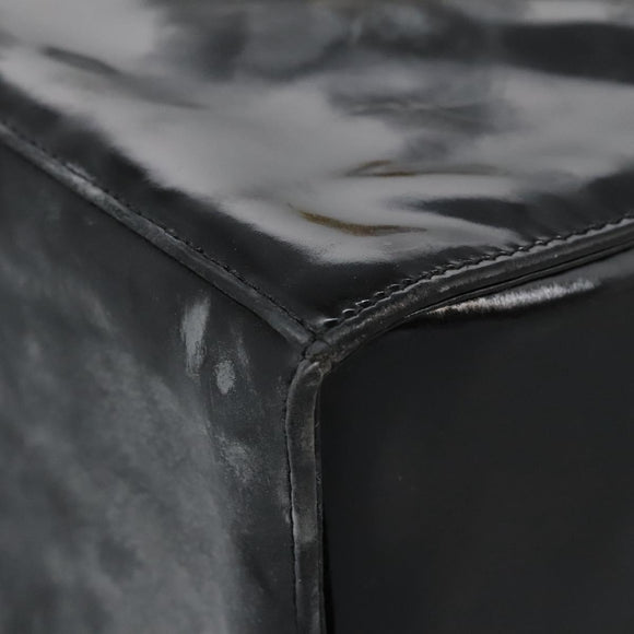 CHANEL Vanity Bag Patent Leather 2way Black Gold CC Auth 121811