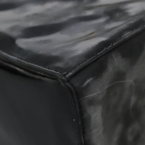 CHANEL Vanity Bag Patent Leather 2way Black Gold CC Auth 121811