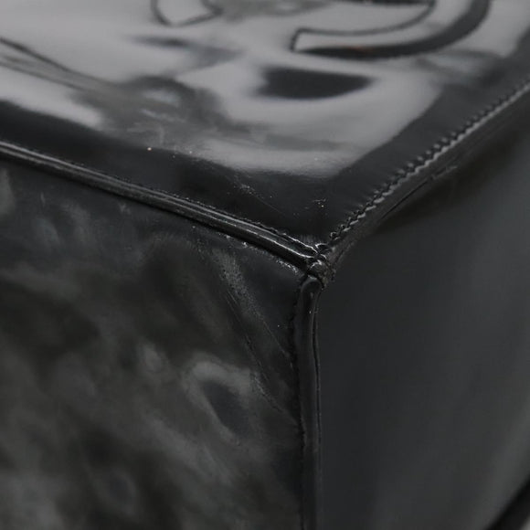 CHANEL Vanity Bag Patent Leather 2way Black Gold CC Auth 121811