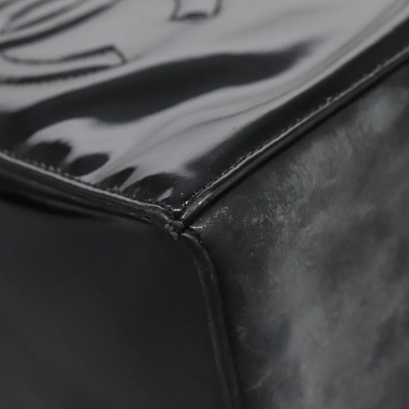 CHANEL Vanity Bag Patent Leather 2way Black Gold CC Auth 121811