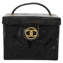 CHANEL Vanity Bag Patent Leather 2way Black Gold CC Auth 121811-2