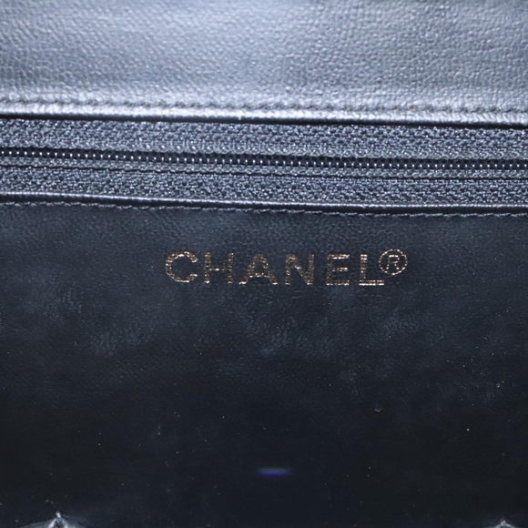 CHANEL Vanity Bag Patent Leather 2way Black Gold CC Auth 121811