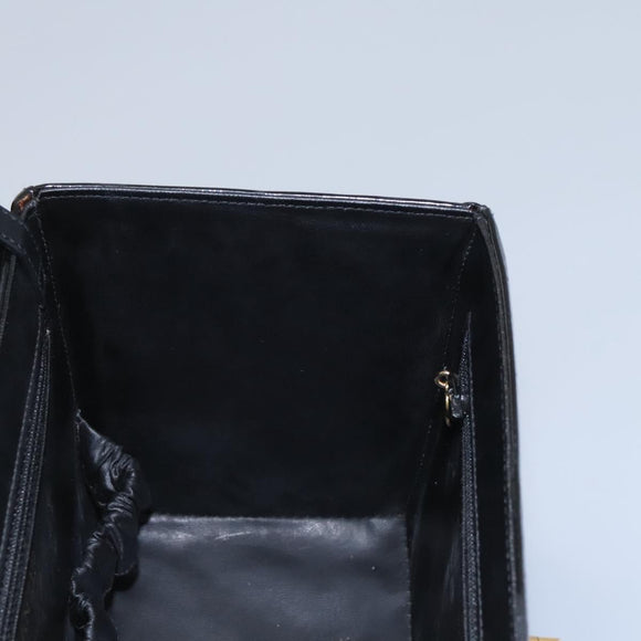 CHANEL Vanity Bag Patent Leather 2way Black Gold CC Auth 121811